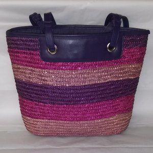 White Stag Multi-Colored 100% Wheat Straw Purse